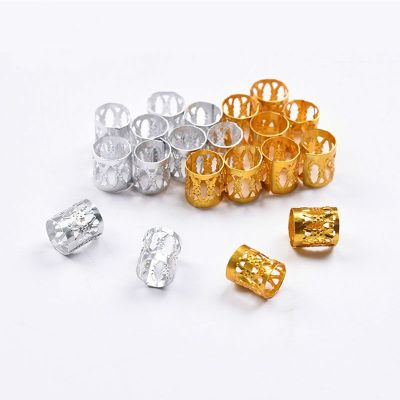 100pcs Adjustable Hair Braids Dreadlock Beads Gold and Silver  Beads Hair Braid Rings Cuff Clips Tubes Jewelry Adhesives Tape