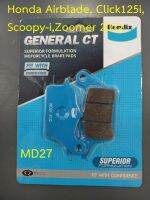 ผ้าเบรค Bendix MD27 Honda Airblade, Click125i, Scoopy-i, Zoomer 2012 ** MD80 Scoopy-i (2021)