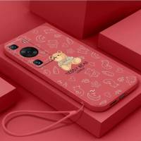 เคส Huawei P60 P60 Huawei โปรเคสนิ่มใส่โทรศัพท์ซิลิโคนเหลวเคสเคสกันกระแทกมือถือเรียบลายการ์ตูนน่ารักหมีพร้อมสายคล้อง