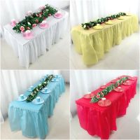 Disposable Table Skirt Plastic Party Desk Skirt Solid 73x420cm Table Cover for Birthday Party Wedding Festival Decoration