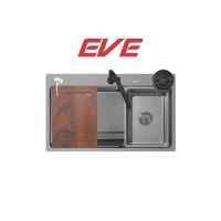 EVE ซิงค์ล้างจาน 1 หลุม อ่างล้างจานสีเทาไทเทเนียม ELITE 800/490 แถมฟรี อุปกรณ์เสริมมากมาย