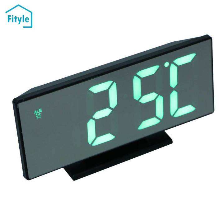 Fityle Modern Digital LED Alarm Clock Mirror Desktop Clock Indoor