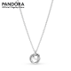 Encircled sterling silver necklace with clear cubic zirconia pendant
