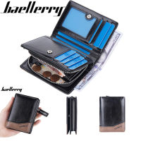 Baellerry Short Men Wallets Fashion New Card Holder Multifunction Organ Leather Purse For Male Zipper Wallet With Coin Pocket Color-Block Card Pack