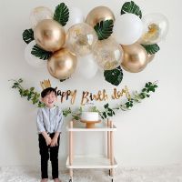 25pcs Metallic Confetti Latex Balloons Garland Arch Kit Baby Shower Jungle Birthday Party Decorations Kids Helium Balloon Arch