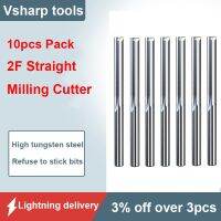 [HOT 2023] Vsharp 10ชิ้น/ล็อต3.175Mm คู่ขลุ่ย Straight End Mill การกัดร่องเครื่องตัดคาร์ไบด์ทังสเตนคาร์ไบด์ดอกแกะสลัก