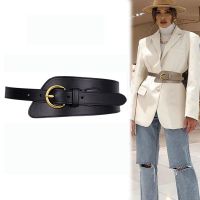 Fashion Punk Rocker Wide Belts For Women European Style HOT Classlic Metal Pin Buckle Black Soft PU Leather Irregular Waistbands Belts