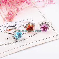 bdfszer 012A Childrens Ring Set Rhinestone Girls Exquisite Ring Adjustable Heart Box Set 36pcs Love Rhinestone Ring