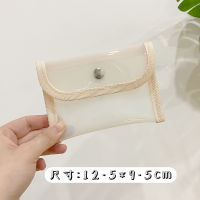 Korea Ins Pencil Case PVC Snap Button Bag Test Paper Stationery Storage Bag Large Capacity Waterproof Transparent Document Bag