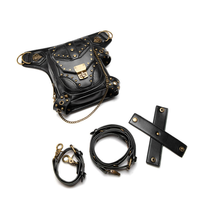 2023-new-bags-female-steampunk-vintage-rivet-motorcycle-bag-women-shoulder-bag-female-chain-waist-bag