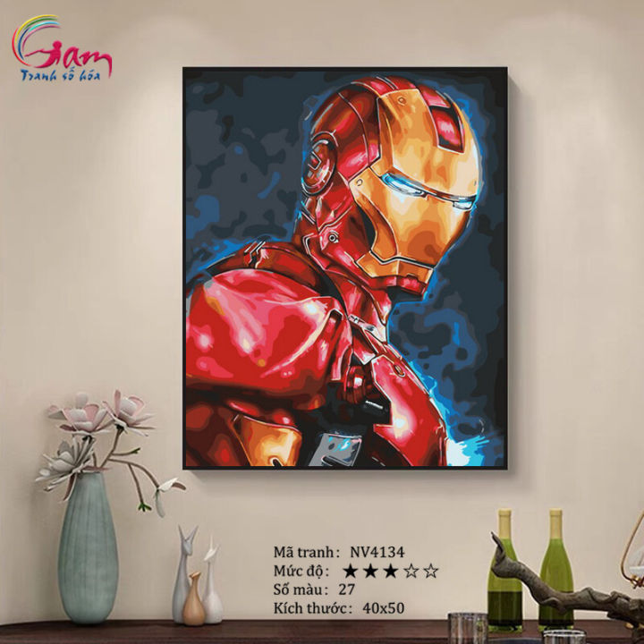 Tranh Tô Màu Theo Số Marvel Người Sắt Iron Man Nv4134 40X50Cm Đã Căng Khung  | Lazada.Vn