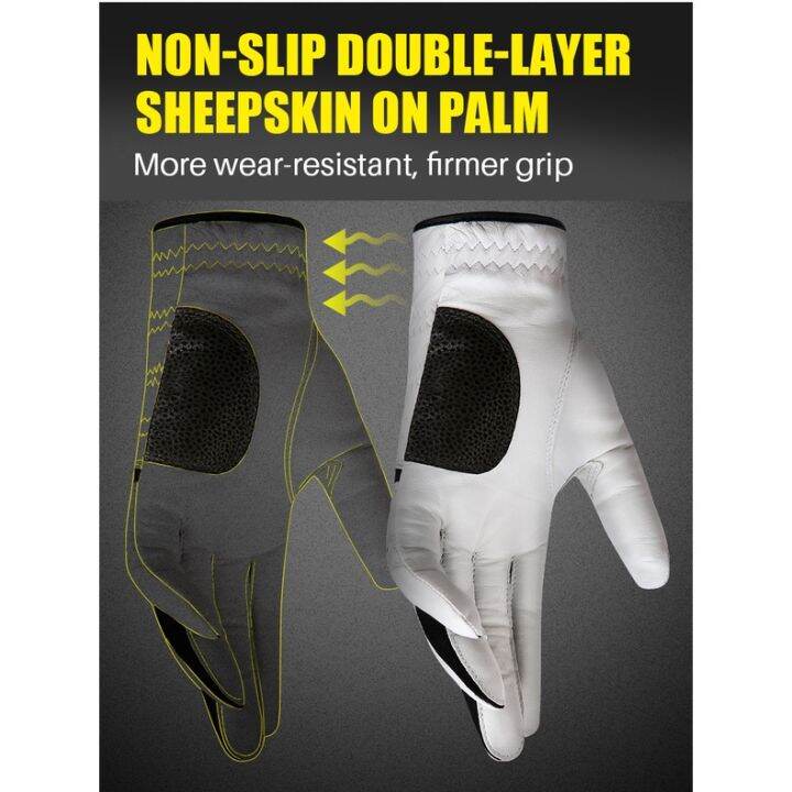 retcmall6-pgm-ถุงมือกอล์ฟ-double-sheepskin-design-men-ถุงมือหนัง-non-slip-breathable-ถุงมือ-ball-marker