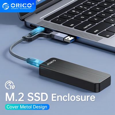 M2 ORICO NVMe Enclosure USB3.2 Gen2 Type C 10Gbps ตู้เอสเอสดีของเครื่องพีซี M2เคส SSD ในตัวระบายความร้อนโลหะโซลิดสเตทไดรฟ์ในตัว