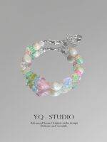 YQ.STUDIO Dopamine คริสตัลหินสีลูกปัดธรรมชาติ Baroque Pearl ประณีตสร้อยข้อมือผู้หญิงหรูหรา ?《ต้นฉบับ》！﹍✆