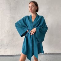 Loose Shower Robes For Women Long Sleeve V Neck Nightwear Solid Woman Clothes Winter Bathrobe Female Casual 2023 Pajamas Cotton