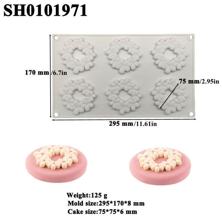 6ช่องรอบสบู่แฮนด์เมดแม่พิมพ์ซิลิโคนแม่พิมพ์เค้กอาหารเกรดมูสเครื่องมืออบ