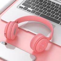 Wireless Headphones Macaron Color Hifi Music Auto Pairing Bluetooth 5.0 Earphones Can Inserted TF Card Blue Pink Yellow Headsets