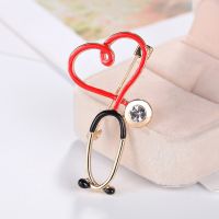 【DT】hot！ New Fashion Medicine Brooch Pin for Stethoscope Electrocardiogram Shaped Female Doctor Lapel Jewelry