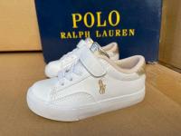 Ralphˉ Laurenˉ 2023 platinum blingbling buckle comfortable white shoes for boys and girls