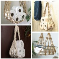 Nordic Toilet Paper Hanging Cotton Rope Holder For Magazine Books Holder Home Hotel Storage Hanging Pocket Rack Bathroom Decor Toilet Roll Holders