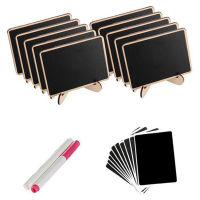 Mini Chalkboard Label Signs, 10 Pack Framed Easel Stand Wooden Blackboard for Buffet Food Signs, Wedding Place Cards