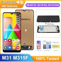 หน้าจอ M31พร้อมกรอบสำหรับ Galaxy M31 M315หน้าจอดิจิตอลสัมผัสหน้าจอ Lcd M315F พร้อมกรอบชิ้นส่วนประกอบ