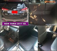 พรมปูพื้นรถยนต์ 6D YARIS 2018-22 5ประตู พรม หนานุ่ม สีดำด้ายแดง รวมแผ่นท้าย ปิดเบาะ 6ชิ้น