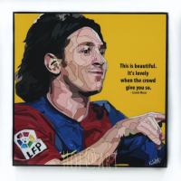 Lionel Messi #3 ลีโอเนล เมสซี่ ​Barcelona บาร์เซโลน่า อาร์เจนตินา รูปภาพ​ติด​ผนัง​ pop art พร้อมกรอบและที่แขวน ฟุตบอล​ กรอบรูป​​ รูปภาพ