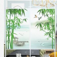 Window Film Privacy Green Bamboo Glass Sticker UV Blocking Heat Control  Window Coverings Window Tint for Homedecor Screen Protectors