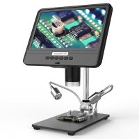 AD208S 8.5 Inch LCD Display Screen 5X-1200X Digital Microscope 1280 * 800 Adjustable 1080P Scope Soldering Tool Two Fill Lights