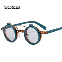 【CW】▪┋  SO EI Ins Fashion Small Round Punk Bridges Sunglasses Flip Shades UV400 Men Rivets Glasses