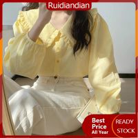 Ruidiandian เสื้อแขนยาวฉบับภาษาเกาหลีปกตุ๊กตาเรโทรฝรั่งเศสผู้หญิง