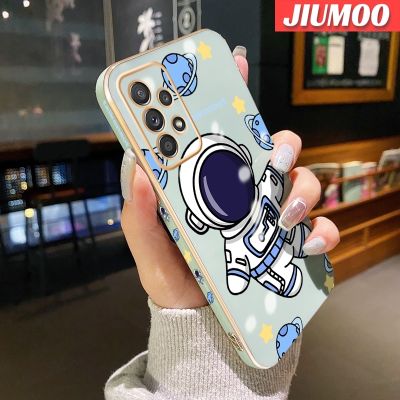 JIUMOO เคสปลอกสำหรับ Samsung Galaxy A52 4G A52 5G A52s 5G เคสการ์ตูนแฟชั่นนักบินอวกาศสุดหรูบางเคสโทรศัพท์ซิลิโคนลายด้านข้างสุดสร้างสรรค์เคสนิ่มคลุมทั้งหมดเคสป้องกันทนแรงกระแทกกล้อง