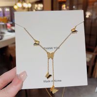 [COD] Dancing Three-dimensional Mosaic Tassel Titanium Necklace Womens Luxury Temperament Korean Personalized Accessories