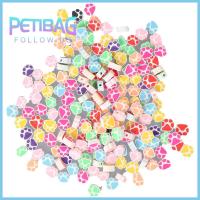 PETIBAG 200 PCS สีผสมกัน ลูกปัดพิมพ์รอยเท้าแมว พิมพ์อุ้งเท้าสัตว์ โพลิเมอร์ดินเหนียว ลูกปัดสเปเซอร์ ทำเครื่องประดับ DIY ด้วยมือ 9mm ครับ ลูกปัดดินโพลิเมอร์ สำหรับผู้หญิง