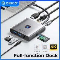 ฮับ USB C 4K 60Hz, ORICO USB-C ตัวแปลงแบบหลายพอร์ต6-In-1พร้อม4K HDMI 100W การจ่ายไฟพอร์ตข้อมูล3.0 3 USB สำหรับ MacBook Pro/air M1 2020, iPad Pro 2021, iPad Mini 6, Surface Pro และอีกมากมาย