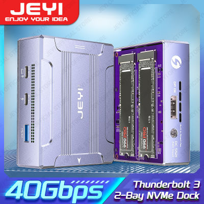 JEYI Thunderbolt 4แท่นวางมือถือ40Gbps ช่องเสียบ NVMe M.2คู่ USB ฮับ C เอาต์พุต8K DP พอร์ต USB PD 60W/15W สำหรับแล็ปทอปแมคบุ๊ค