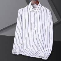 HOT11★BROWON Mens Shirts 2023 Spring Autumn Smart Cal Fashion Slim Shirts for Men Striped Turn-Down Mens Fashion Clothing Trends