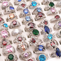 20 Pcslot Mix Random Style Rhinestone Zircon Alloy Rings Women Party Wedding Ring