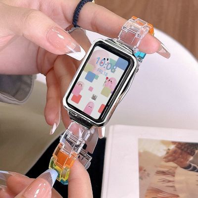 สายนาฬิกาสีลูกกวาดอะคริลิคพร้อมเคสโลหะสำหรับสายนาฬิกา Xiaomi Redmi Smart Band 2