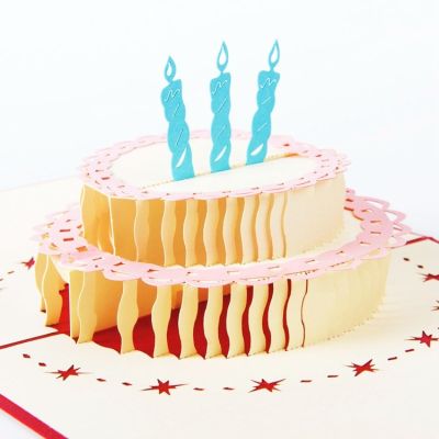 1Pcs 13x15.5cm Cake Multicolor 3D Pop Up Card With Vintage For Best Wishes Of Birthday Greeting Card