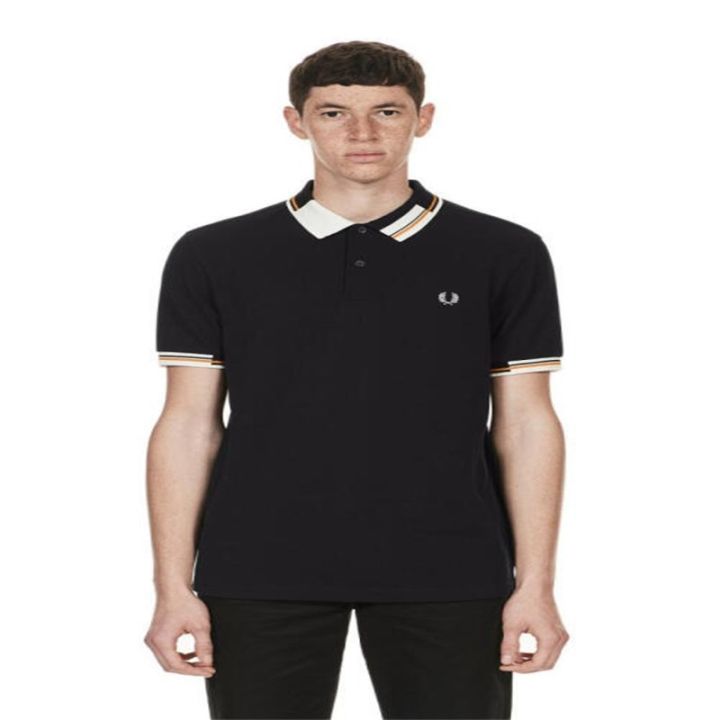 fred-perry-2022เสื้อยืดแขนสั้นคอปกแฟชั่นเสื้อโปโลของผู้ชาย-เสื้อยืดลำลอง-laurel-paul