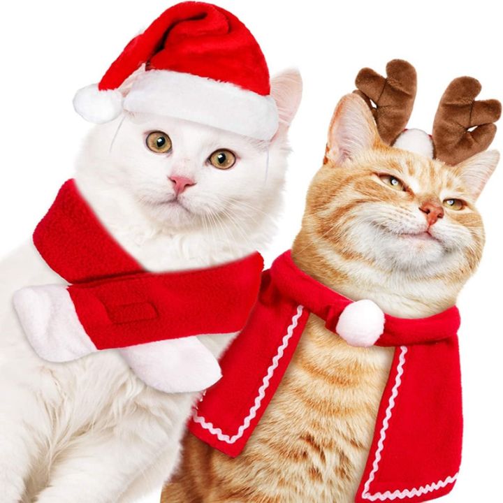 ZZOOI Pet Christmas Costume Outfit Set Reindeer Antlers Headband Santa  Christmas Hat Red Scarf and Pet Cloak for Dog Cat Accessories | Lazada.co.th