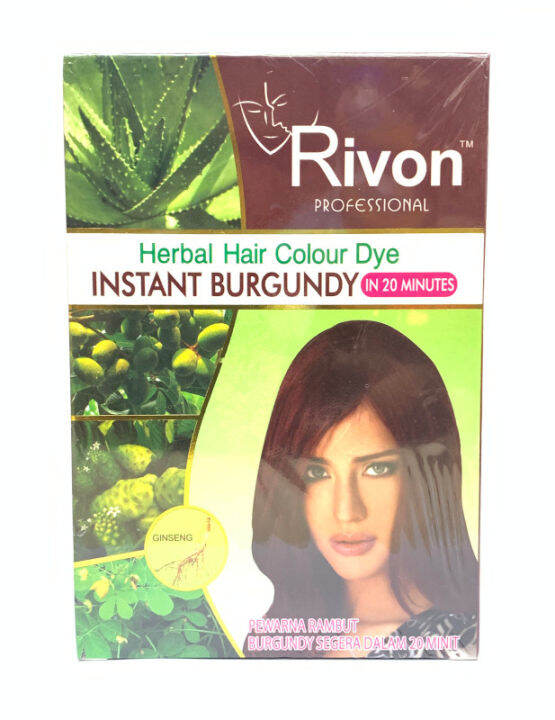 Rivon Herbal Hair Colour Dye Burgundy 28ml x 2 Packs Lazada
