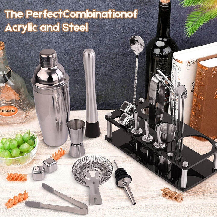 bartender-kit-boston-tail-shaker-set-with-acrylic-stand-stainless-steel-ice-cube-for-mixed-drinks-martini-bar-เครื่องมือ-set