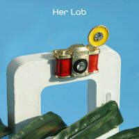 Her Lab Jewelry | หมุดคอโลหะผสมแบบวินเทจเข็มกลัดกล้องจิ๋วเคลือบเครื่องเย็บผ้าสีดำเครื่องประดับแฟชั่นผ้าพันคอกันหนาวเครื่องประดับ