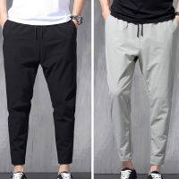 【CC】♛✙  Pants Soft Fabric Men Ninth Drawstring Loose Type Pockets Trousers