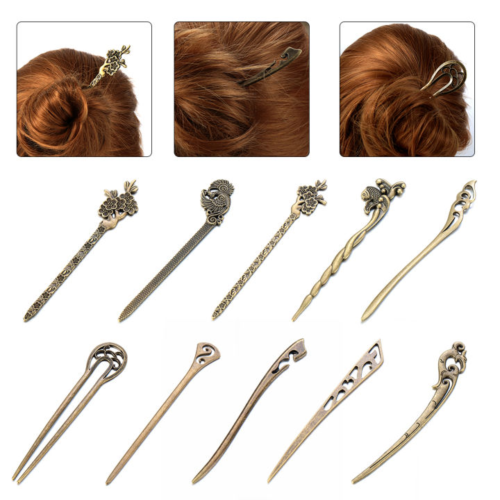 Women Hair Care Vintage Metallic Styling Tools Hair Accessories Hair Clip  Vintage Hair Sticks Hairpin Bronze Hairpins | Lazada.vn
