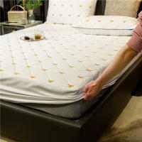 Waterproof Mattress Cover Embroidered Bed Cover Protector Pad Soft Mattress Topper Single Double Queen King Size Fitted Sheet