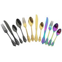 24Pcs/Set Cutlery Set 304 Stainless Steel Dinnerware Set Knives Forks Spoons Tableware Set Western Kitchen Dinner Silverware Set